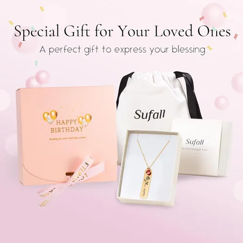 Miniatura 4 de Custom Name Necklace with Birthstones Birthday Gift for Woman Personalized Birth flower Necklaces Best Gifts for Women Friends Christmas Gifts for