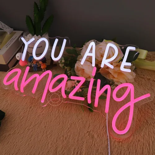 Miniatura 2 de SYLHOME Letrero de Luz LED de Neón "You Are Amazing" 5V para Dormitorio de Niñas y Niños, Sala de Estar, Aula, Decoración de Pared, Letrero
