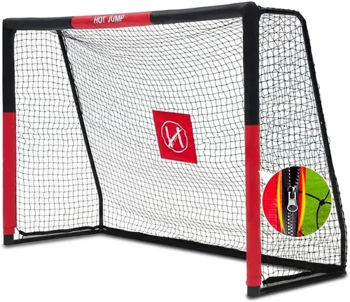 Portería de fútbol para patio trasero, 6x4/8x5/10x6.5/12x6.5 pies de metal, porteria de fútbol para niños de 8-12 años, red de fútbol con diseño de