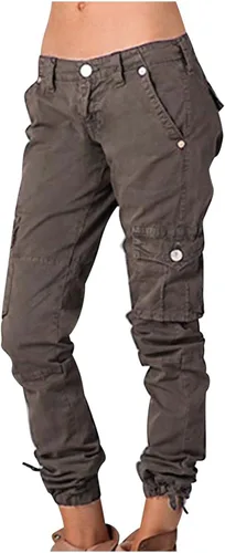 Pantalones cargo ajustados para mujer, casuales, de cintura alta, para trabajo, pantalones largos de cintura alta, rectos, para senderismo, al aire