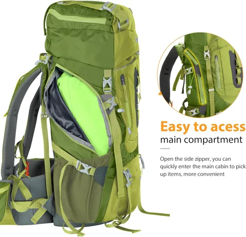 Miniatura 4 de Ubon Mochila de senderismo con marco interno de 50/60 L, mochila de camping para hombres y mujeres con cubierta de lluvia