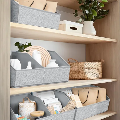 Miniatura 9 de Homsorout Organizadores de Armario y Contenedores de Almacenamiento - Paquete de 4 Contenedores de Almacenamiento Plegables Divididos Trapezoidales