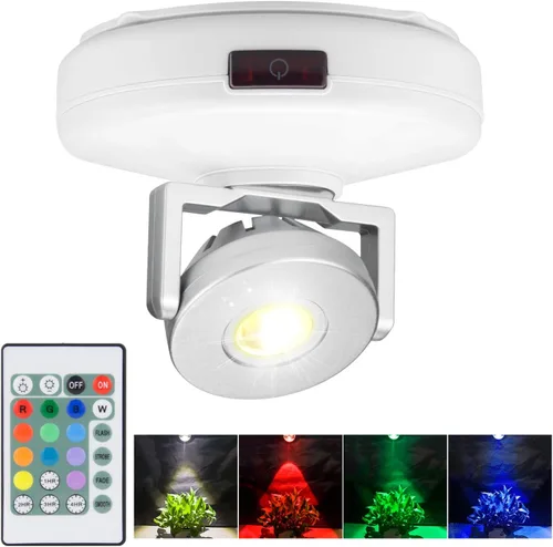 BIGMONAT Foco a pilas, iluminación LED inalámbrica para pintura de cuadros de pared, luz que cambia de color con control remoto y temporizador para