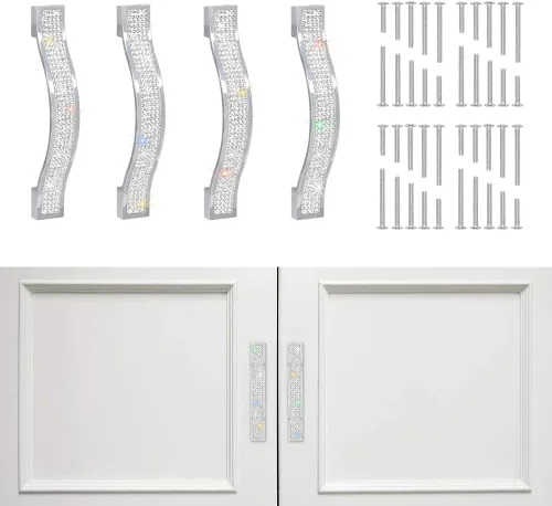 Miniatura 9 de SAVORI Tiradores para Cajones con Manija de Cristal Brillante, para Cajones, Alacena, Armario, Closet, Guardarropa, Puerta de Mueble, Manija Moderna