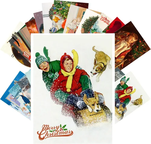 Miniatura 4 de PIXILUV Postales vintage (24 piezas de 4 x 6 pulgadas cada una) magníficos paisajes mágicos nevados postales de Navidad postales retro tarjeta
