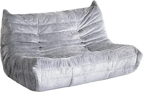 Miniatura 31 de Puf para adultos, silla puf grande, sillón con relleno de espuma viscoelástica para el hogar, apartamento o sala de juegos, gris afelpado Felpa gris