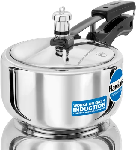 Hawkins Olla a presión, cocina de acero inoxidable con tapa interior, cocina de inducción, cocina pequeña, color plateado HSS20 2 litros