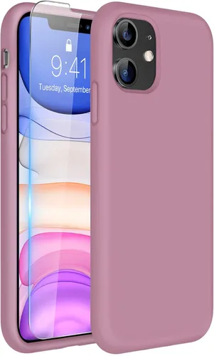 Miniatura 251 de Miracase Funda diseñada para iPhone 13, con protector de pantalla de vidrio templado, forro de microfibra suave antiarañazos, funda de goma