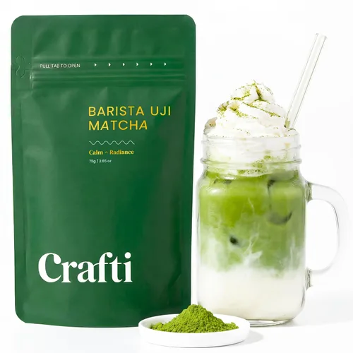 Miniatura 11 de Crafti Polvo de matcha de grado ceremonial (orgánico) – Polvo de té verde matcha japonés auténtico sin azúcar de Uji, Kyoto para lattes de grado