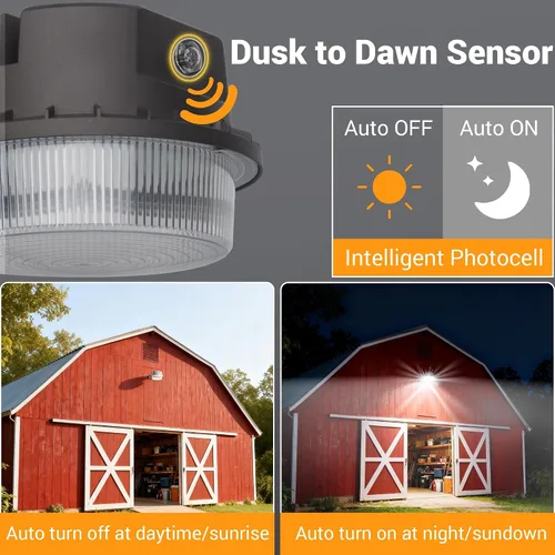 Miniatura 4 de Luz LED de granero del anochecer al amanecer con fotocélula, 55 W, 7500 lúmenes, 5000 K, incandescente de 500 W, reemplazo HID de 200 W, luz de Luz