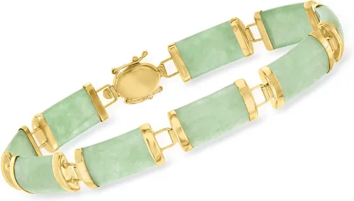 Miniatura 3 de Ross-Simons Pulsera Good Fortune en oro amarillo de 14 quilates, Gema, Jade