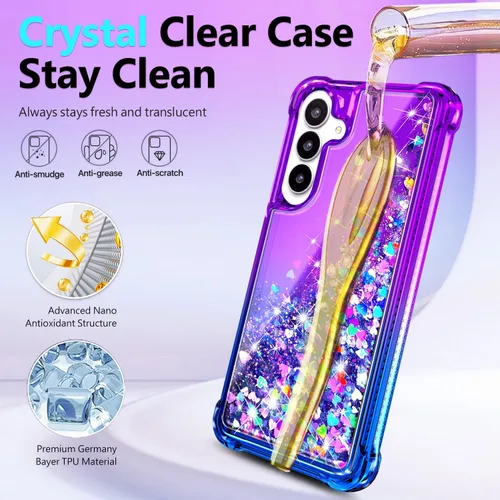 Miniatura 112 de NGB - Funda de teléfono diseñada para Samsung Galaxy S9+ Plus, morado/azul, con purpurina líquida para mujeres y niñas, con protector de pantalla