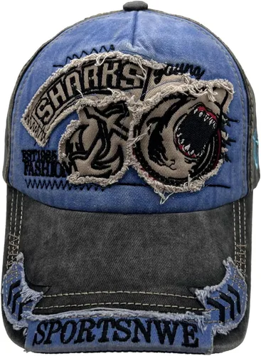 Miniatura 3 de Retro Shark Embroidered Baseball Cap Cotton Washable Snapback Hat Men Women Stretch Truck Caps Dad Hats