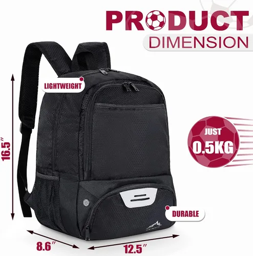 Miniatura 3 de Himal Outdoors - Bolsa de fútbol-mochila para fútbol, mochila para fútbol, voleibol y balonmano, bolsa deportiva con taco separado