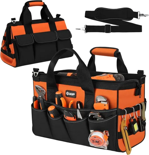 UUP Bolsa de herramientas resistente de 15 pulgadas, 16 bolsillos, portátil, suave, organizador de almacenamiento, asa táctica de transporte, caja