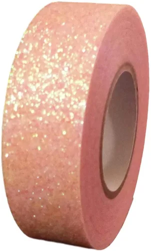 Miniatura 2 de Syntego 2 rollos de cinta Washi con purpurina decorativa para manualidades, autoadhesiva, 0.591 in x 16.4 ft (oro rosa)