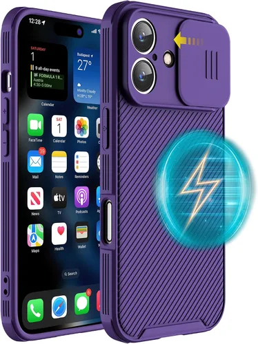 Miniatura 16 de Funda magnética para iPhone 16 Pro Max, funda protectora de cámara para iPhone 16 Pro Max [compatible con carga MagSafe] con cubierta deslizante
