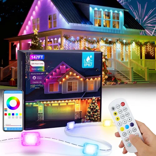 Miniatura 12 de Cadena de luces de campamento de 33 pies, 100 LED, 4 en 1, recargable, 100 LED, para exteriores, con 14 modos de iluminación, control remoto
