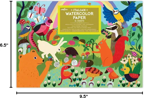 Miniatura 5 de eeBoo: Bloc de papel de acuarela de lujo, hongos de Yumi, 16 hojas, calidad de artista, 85 libras/180 gsm, arte de portada de bosque, ecológico