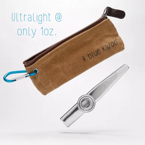 Miniatura 4 de The Original Blue Kazoo - Instrumento musical de aluminio - Mochila ultraligera Kazoo - Incluye bolsa de lona y mosquetón - Fácil de transportar