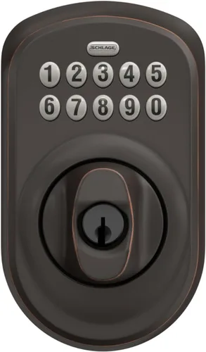 Miniatura 6 de Schlage - Cerrojo de seguridad Plymouth BE365 PLY 716 con teclado, cerradura de entrada electrónica sin llave, bronce envejecido