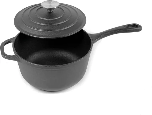 Miniatura 3 de HAWOK Mini cacerola de hierro fundido de 2.65 cuartos de galón, 8 pulgadas con tapa, pre-sazonada