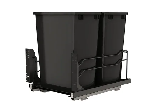 Rev-A-Shelf Bote de basura doble extraíble para debajo de gabinetes de cocina, 35 cuartos, 8.75 galones con rieles de cierre suave para gabinetes