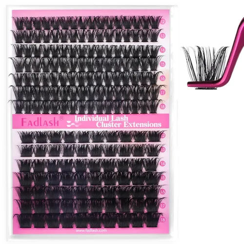 Miniatura 40 de Racimos de pestañas individuales, bandeja mixta, rizado D, extensiones para colocar en casa (40D-0.07 mm-D, 15/32 de pulgada-45/64 de pulgada)