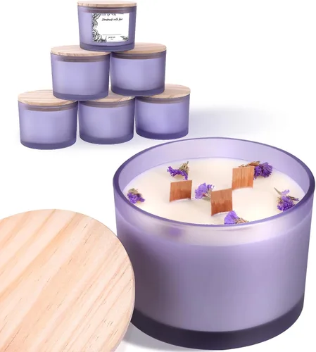 Miniatura 8 de Paquete de 6 tarros de vela de vidrio con tapas (16 onzas, transparentes) – Tarros de vela grandes para hacer velas de 3 mechas – Contenedores