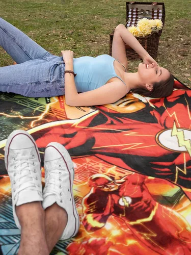 Miniatura 5 de Northwest DC Comics The Flash Running Lightning - Manta de felpa de superhéroe de 46 x 60 pies