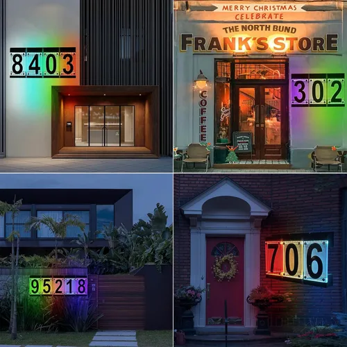 Miniatura 2 de Números solares de casa para exteriores, número acrílico 3D, control remoto de luz colorida, letrero de dirección solar, números de dirección
