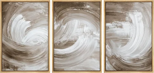 Miniatura 83 de SIGNLEADER Lienzo enmarcado para pared, juego de arte de collage de polígonos retro marrón tostado, ilustraciones con formas abstractas, arte