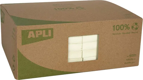 Miniatura 2 de APLI 18321 - Notas adhesivas recicladas Classic 4.921 x 2.953 in, 12 blocs de 100 hojas, color amarillo