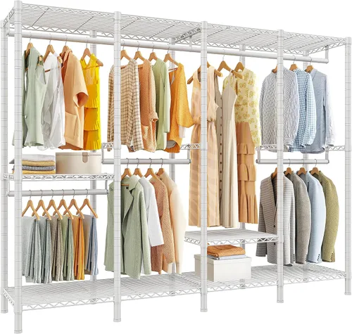 Miniatura 16 de Raybee Perchero para ropa con cubierta, perchero para colgar ropa, armario portátil, ajustable, 1150LBS, 18" de profundidad x 76" de ancho x 77
