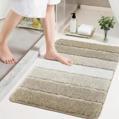 Miniatura 20 de COSY HOMEER Alfombras de baño de 24 x 17 pulgadas, ultra suaves y absorbentes, con respaldo de TPR antideslizante, lavable a máquina, alfombra Beige