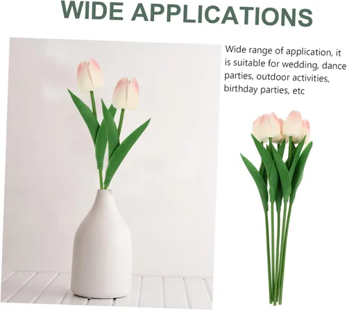 Miniatura 7 de IMIKEYA 10 piezas de tulipán de imitación de tacto de tulipán, flores de tulipán falso, flores artificiales para fotografía de flores, flores