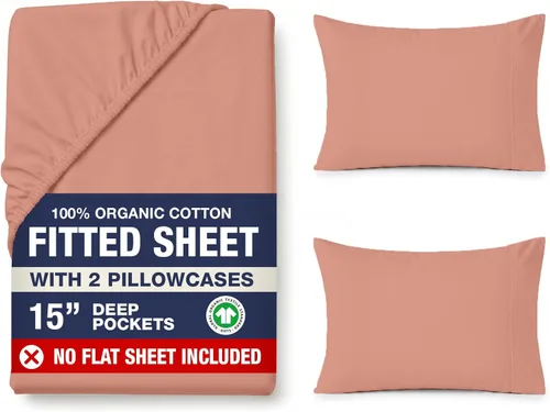 Miniatura 50 de LANE LINEN Sábanas ajustadas tamaño king, 100% algodón orgánico, juego de 3 piezas (1 sábana ajustada, 2 fundas de almohada), tejido percal, ultra