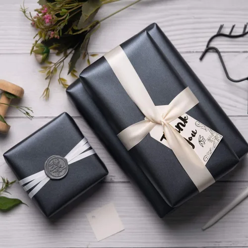 Miniatura 2 de RUSPEPA Papel de regalo negro mate, color liso perlado, papel lustre perfecto para bodas, cumpleaños, Navidad, baby shower, 17 pulgadas x 32.8 pies