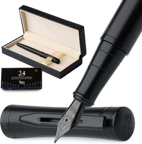 Miniatura 28 de Conjunto de pluma estilográfica Wordsworth & Black, plumín extra fino dorado de 18 quilates, incluye 24 cartuchos de tinta, convertidor de repuesto