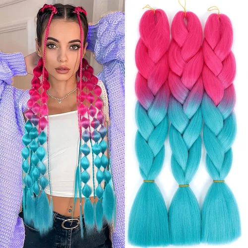 Miniatura 12 de Alileona Extensión de cabello trenzado jumbo de 24 pulgadas, caja jumbo de fibra sintética para trenzar el cabello, extensiones de cabello