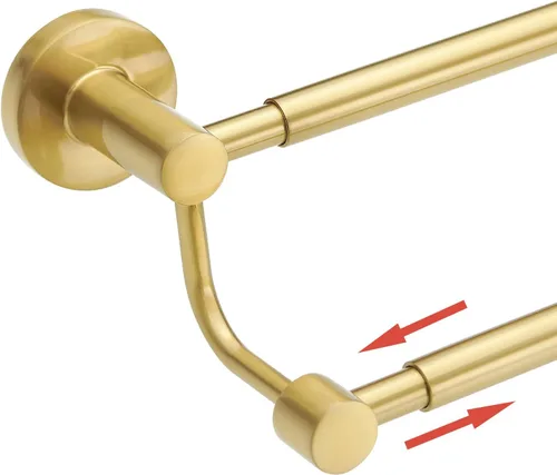 Miniatura 8 de BESy Toallero de baño doble ajustable de 16 a 26 pulgadas para baño, soporte de toalla de acero inoxidable SUS304, soporte de pared estilo hotel