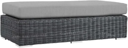 Miniatura 5 de Modway Summon - Otomana cuadrada de mimbre para patio al aire libre, color gris
