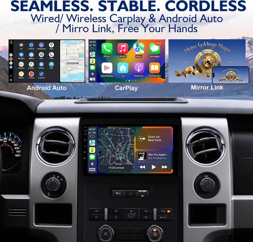Miniatura 5 de Radio de coche de 8 núcleos 6G+64G para Ford F150 2009-2014, Android 14 F-150 estéreo para automóvil con CarPlay inalámbrico y Android Auto