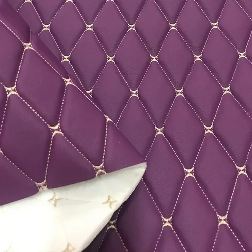 Miniatura 2 de Tela de espuma acolchada de vinilo de piel sintética de diamante con respaldo de espuma de 1/4 pulgadas de grosor para tapicería, cabeceras de Morado