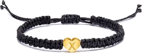 Miniatura 3 de Pulsera personalizada con 26 iniciales de cobre pulsera tejida con letras de corazón de cobre pulsera tejida con dije de corazón delicado