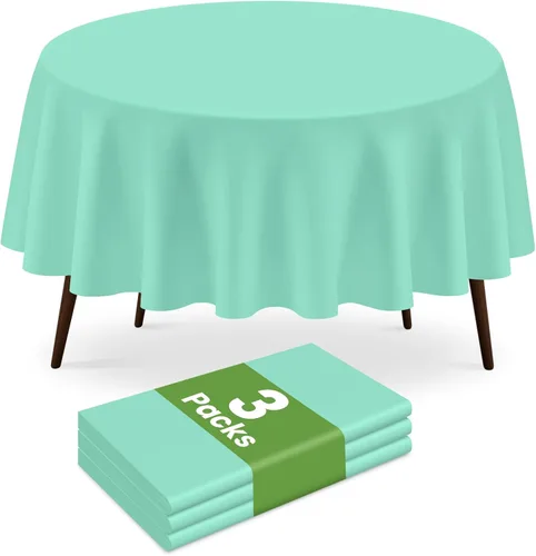Miniatura 27 de Paquete de 2 manteles redondos desechables color azul oscuro, manteles de plástico para fiestas, 84 x 84 pulgadas, impermeable, para campamento