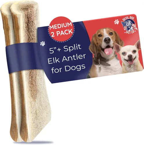 Miniatura 20 de Devil Dog Pet Co. Cornamentas de alce para perros, extra grandes 17,8 cm+, 1 paquete, grado A, masticable duradero para masticadores agresivos, asta