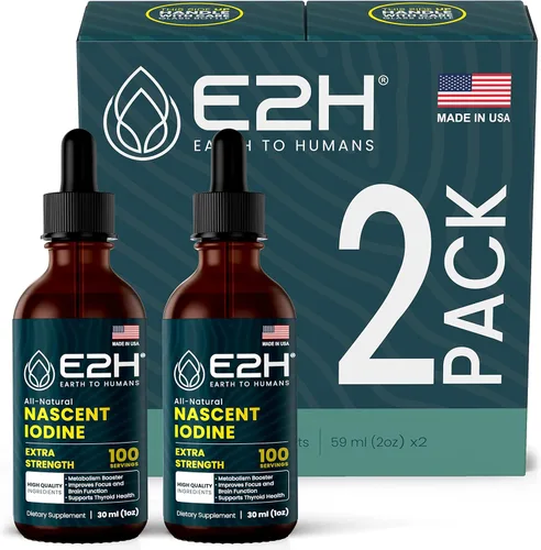 E2H - Yodo líquido vegano - Soporte tiroideo y función cognitiva - Aumenta tu metabolismo y niveles de energía - Vegano - Sin OMG (2 botellas)