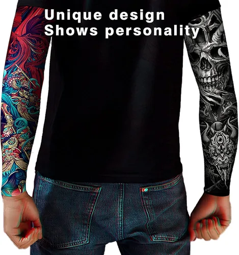 Miniatura 2 de Mangas de protección solar UV para hombres y mujeres, manga de enfriamiento de compresión deportiva UPF 50+, regalo único de manga de tatuaje