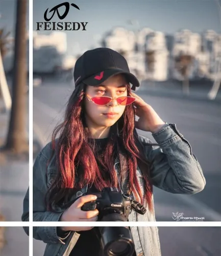 Miniatura 29 de FEISEDY Gafas de sol de diseñador de moda Retro pequeños pétalos forma arco templo diseño B2298
